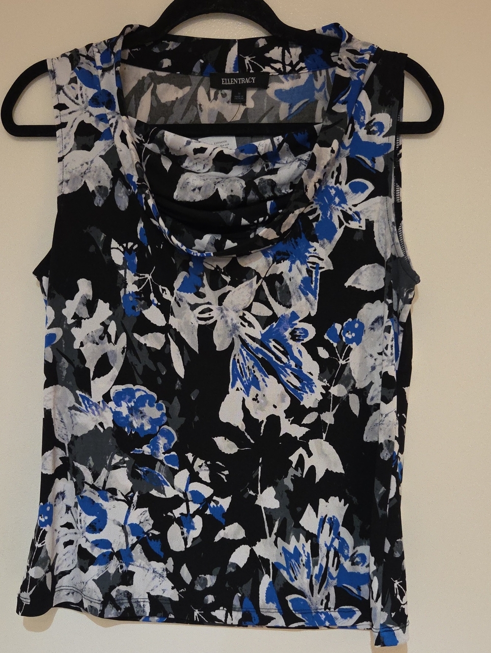 Ellen Tracy Sleeveless Drape Neck Top